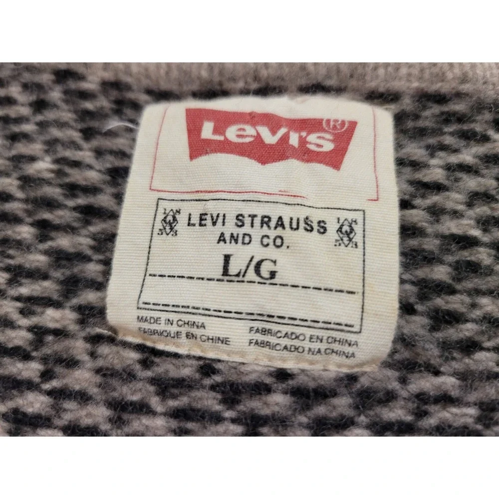 Levis Sweater Mens Large Oatmeal Lambs Wool Blend Button Up Cardigan Cabin Lodge
